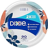 Dixie Paper Plates, 8 ½ inch, Lunch or Light Dinner Size Printed Disposable Plate, Packaging and Design May Vary 90...